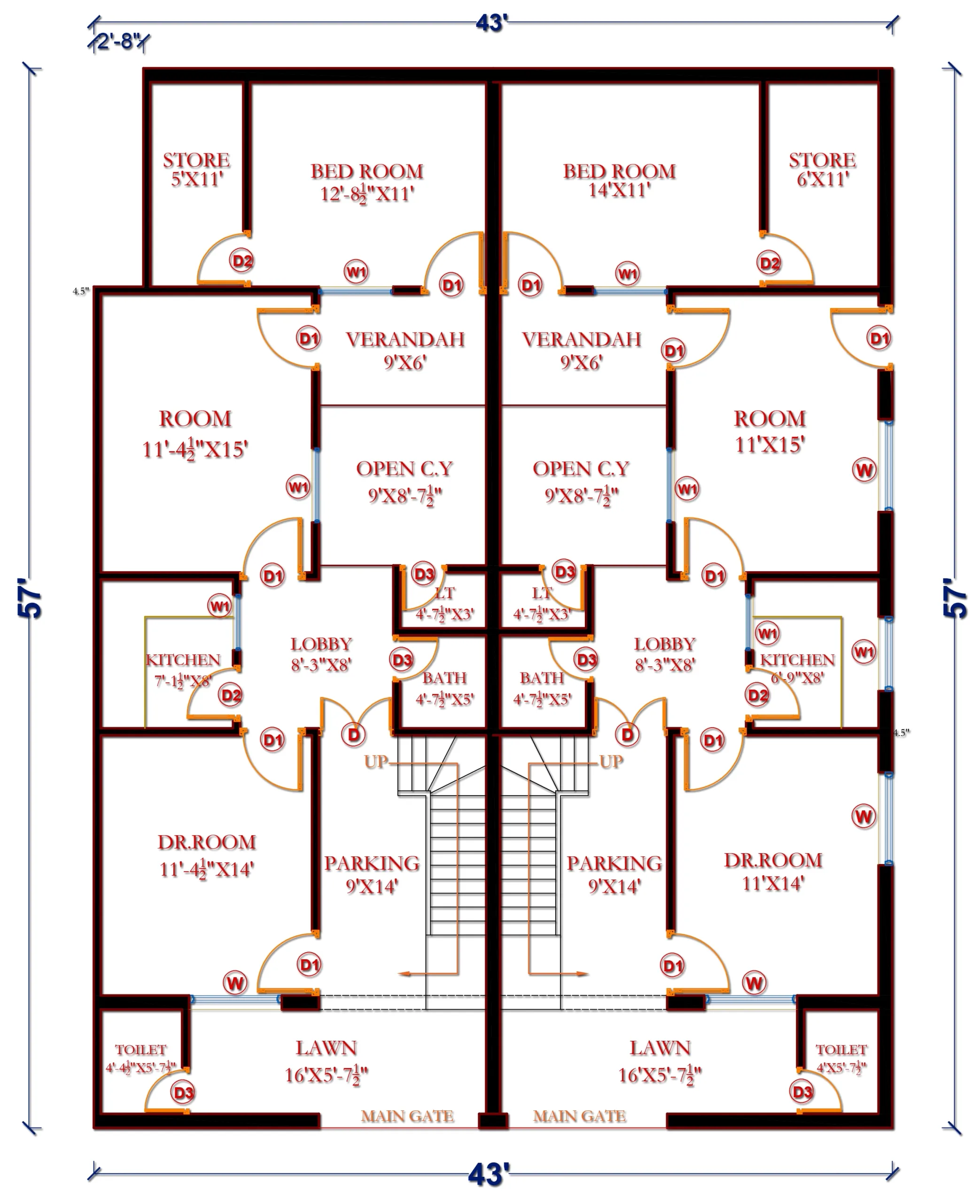 43x57 House Plan 