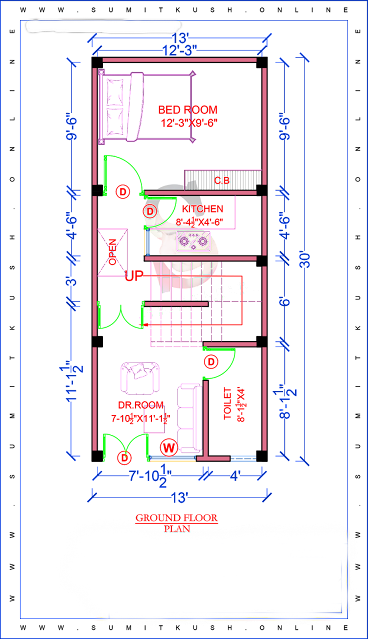 House Plan For 13 by 30 feet (390 sq. feet)