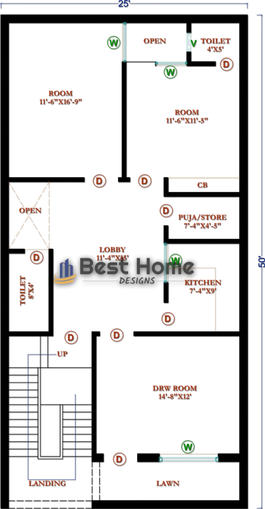 25 by 50 house Plan