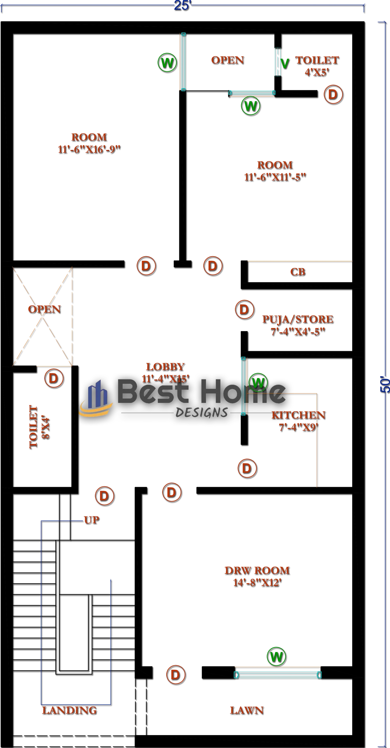 25 by 50 house Plan