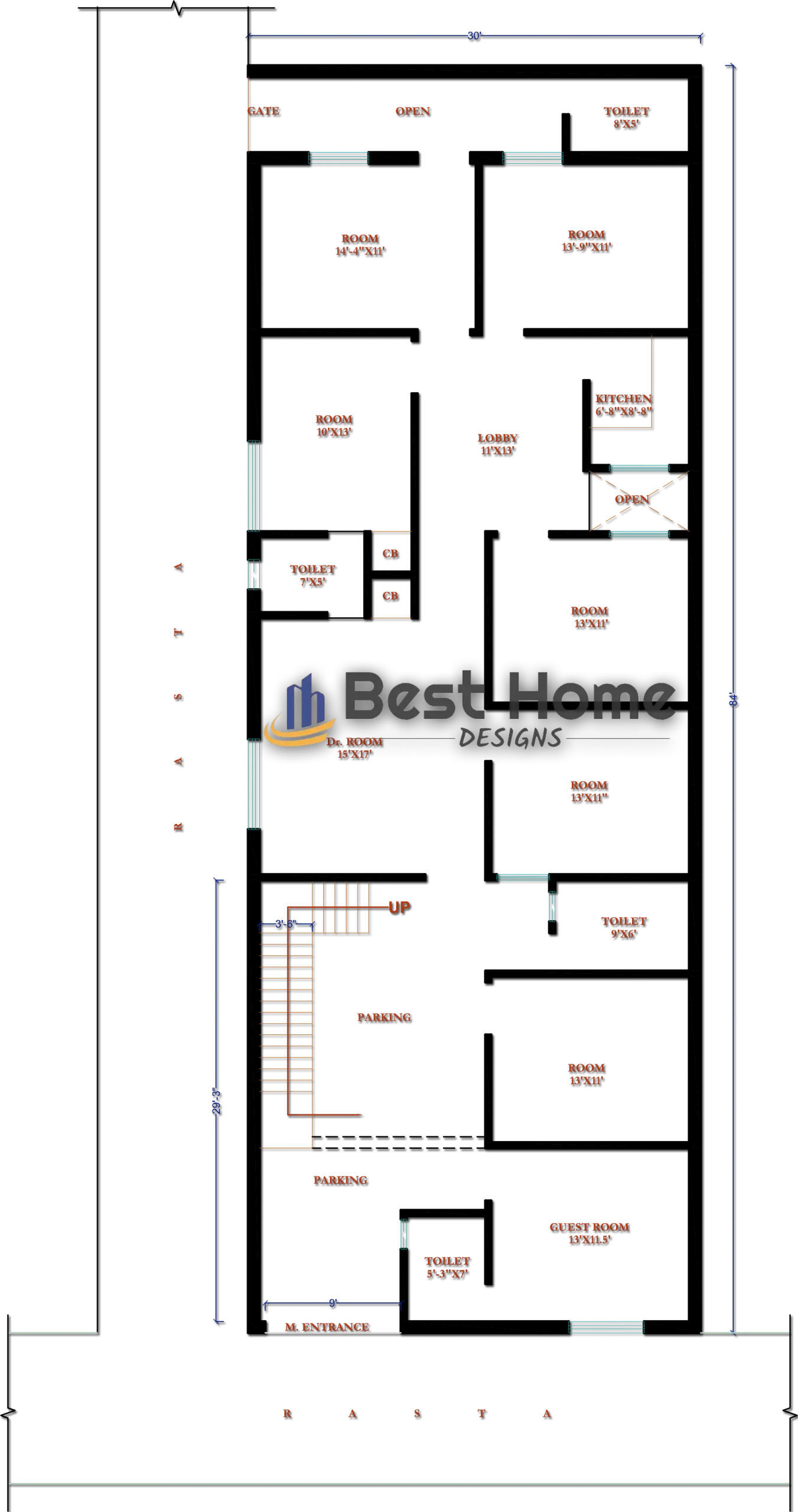 30x84 ft house plan
