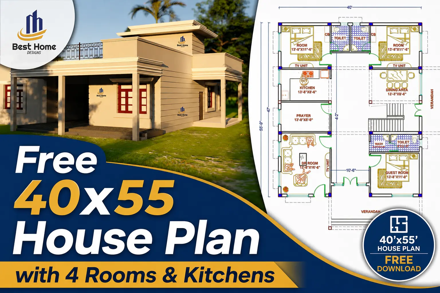 40x50 house pan & elevation