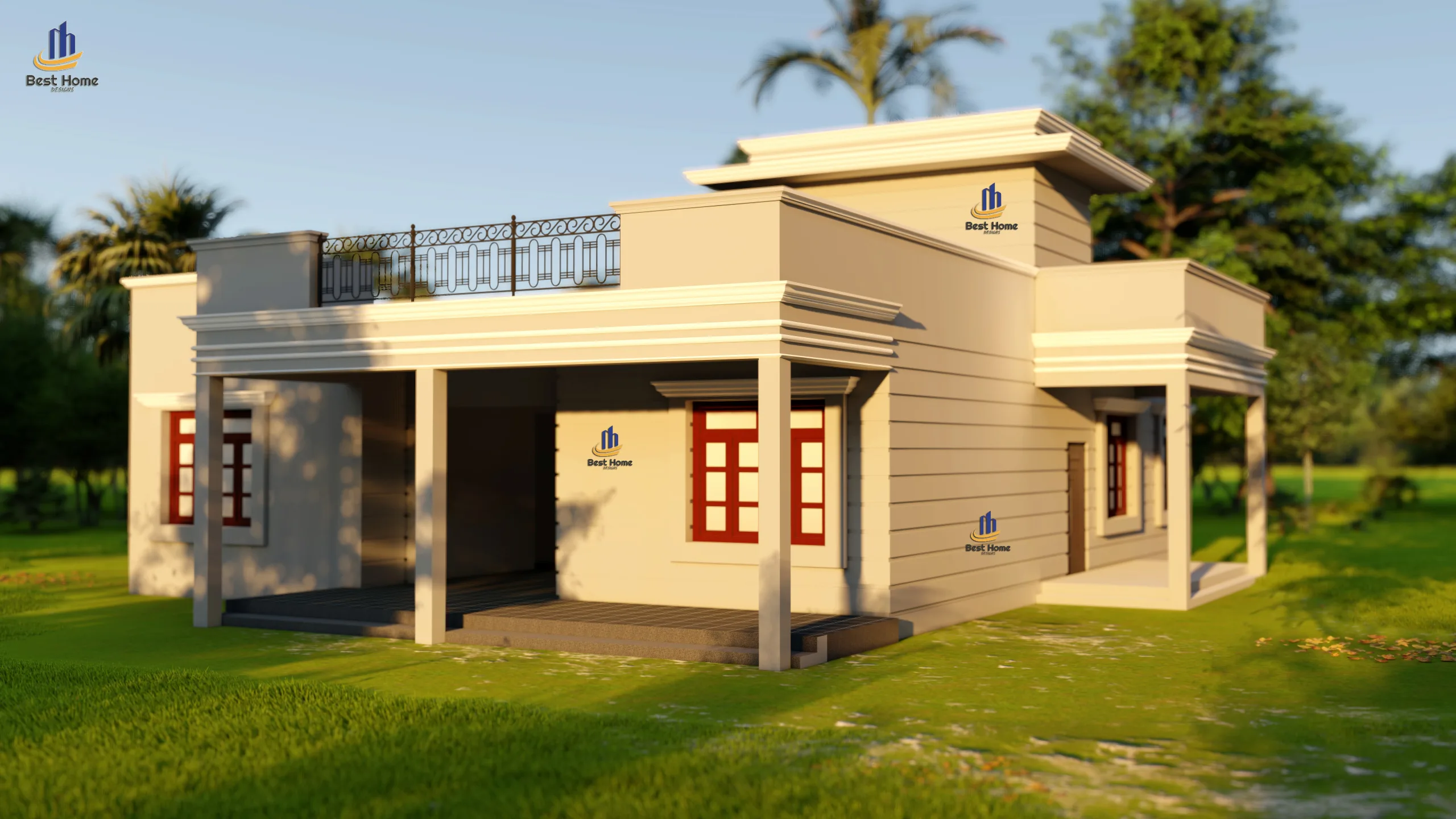 40×55 House Plan 3D Elevation