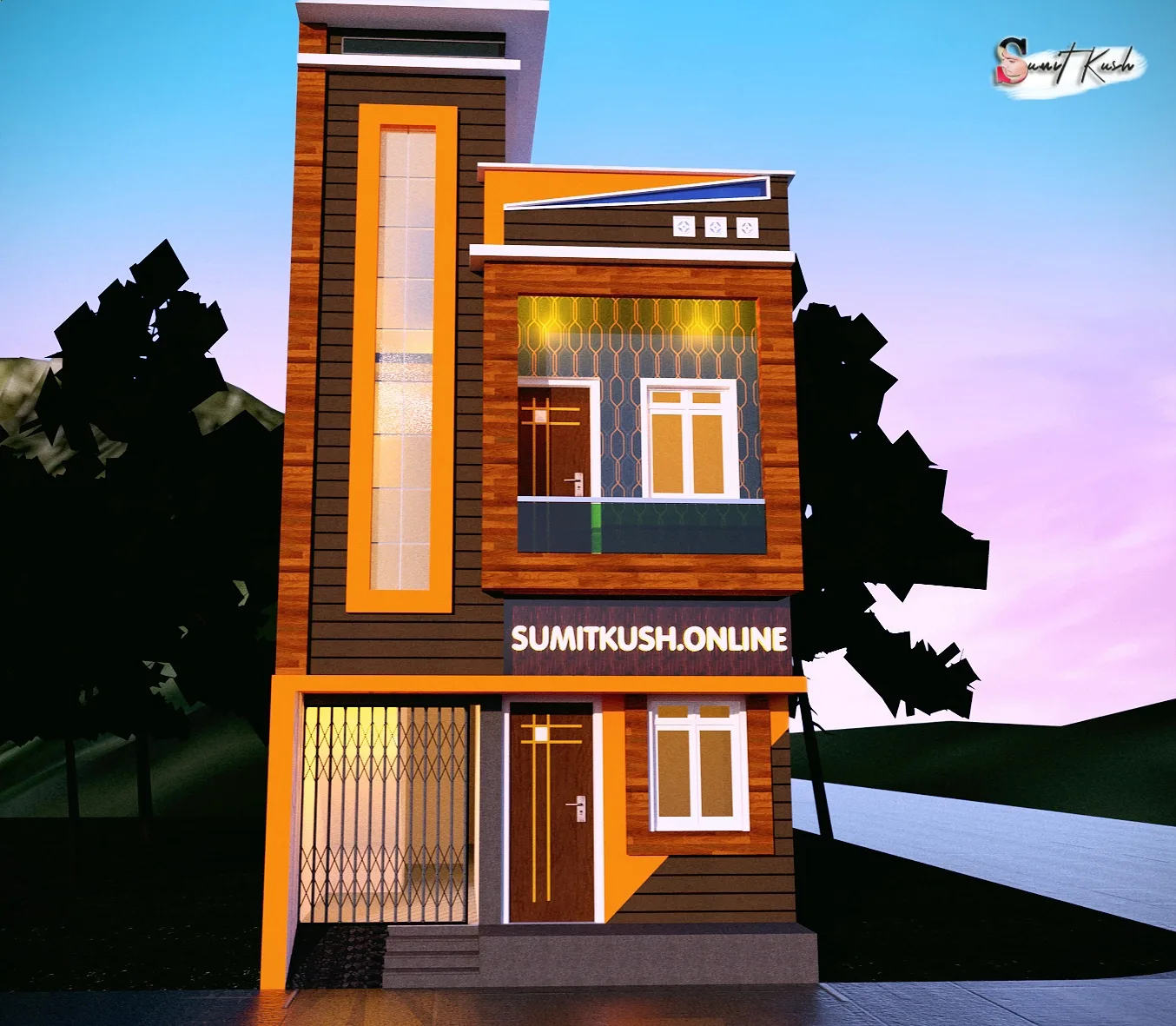 17x37 ft house plan front elevation