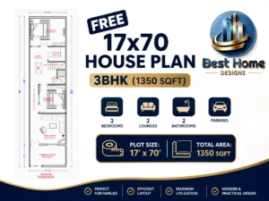 17 by 70 house plan house plan - Free 17*70 House Plan 3BHK (1350 sqft)