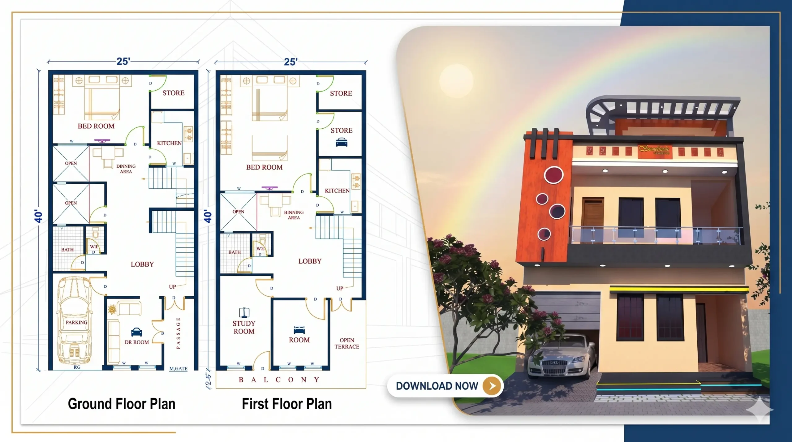 25 by 40 ft House plan