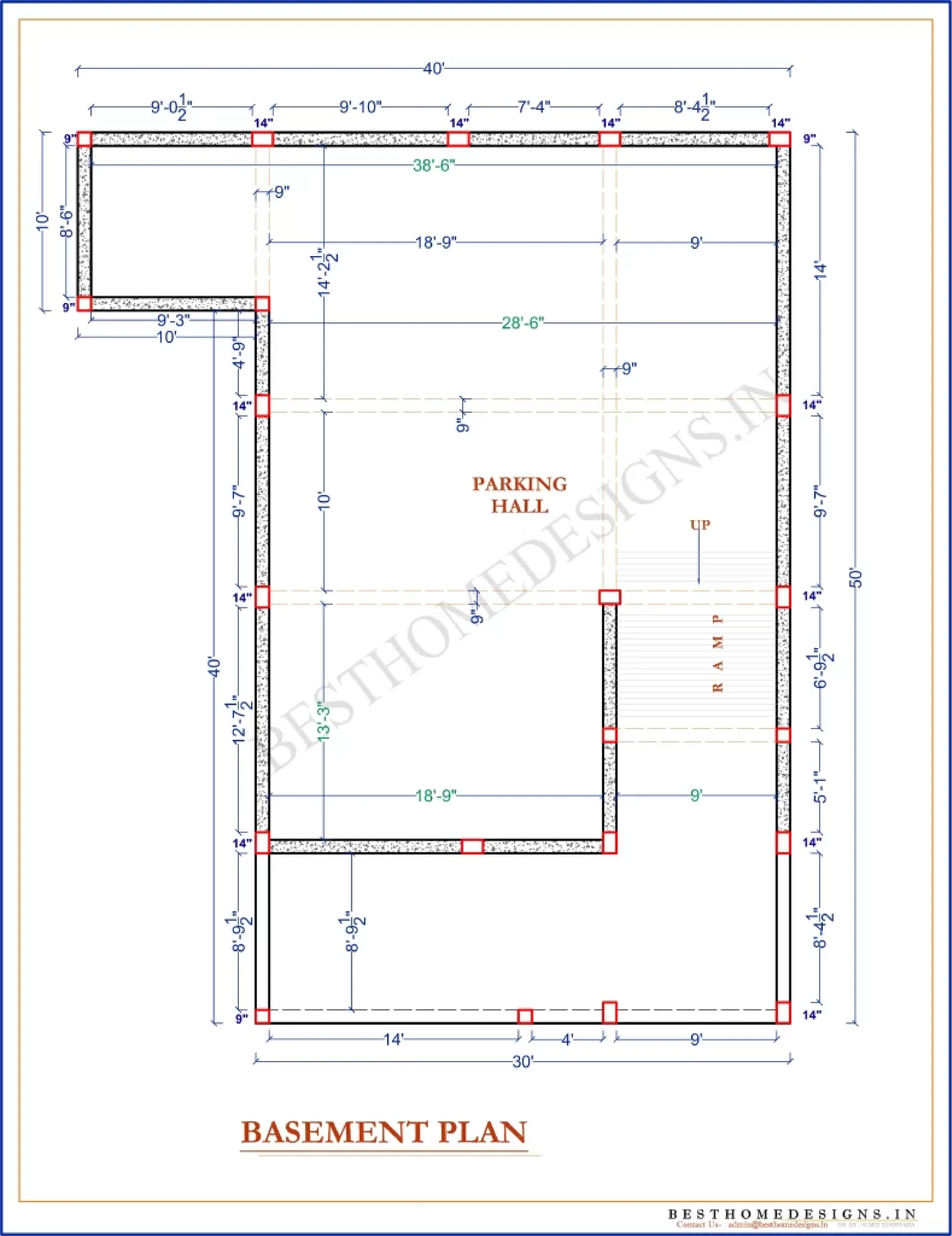 30 by 50 basement house plan - Free 30×50 House Plan With Basement Parking | 3BHK | 30x50 Ka Naksha
