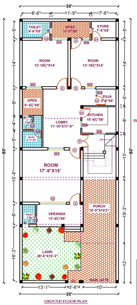 30x80 ft plan house plan - Explore the Perfect 30 by 80 ft House Plan