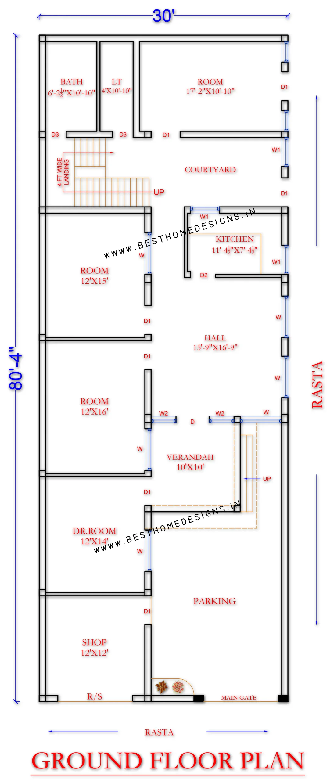30x80 House plan
