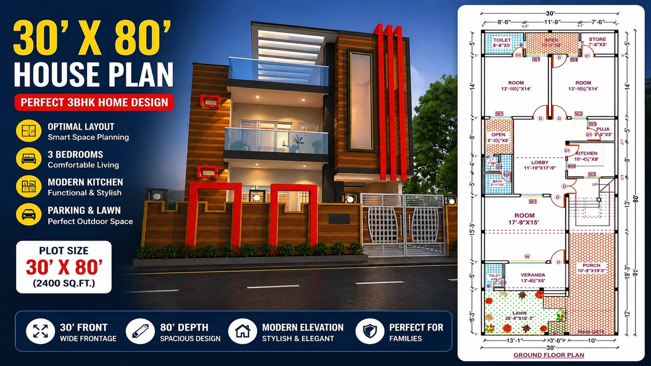 30 by 80 ft house plan