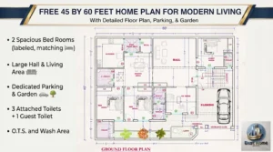 45 by 60 feet home plan house plan - Free 45 by 60 Feet Home Plan for Modern Living